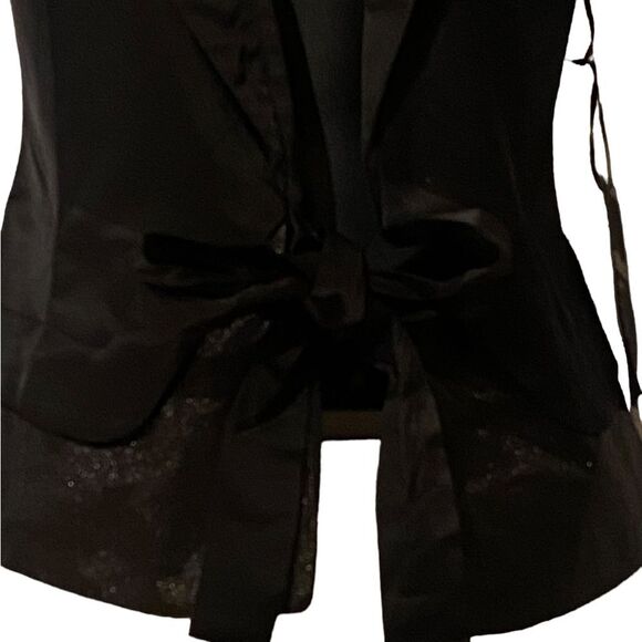Women’s NWT Love Stitch black lapel layered center tie vest L sexy Holiday party - Picture 8 of 12